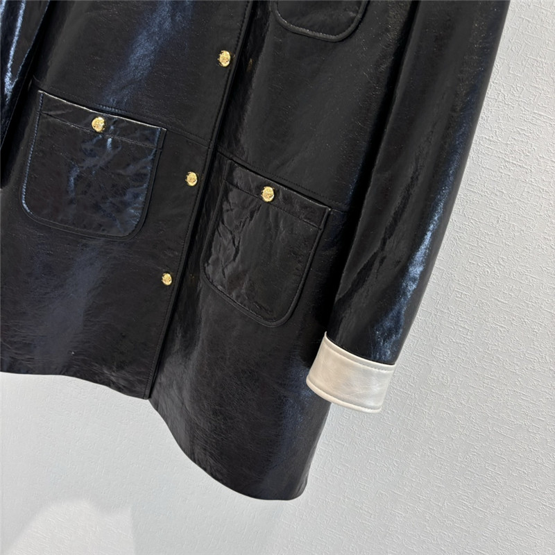 Ch**el mid-length leather jacket