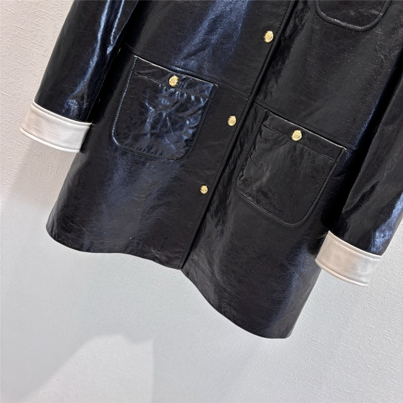 Ch**el mid-length leather jacket