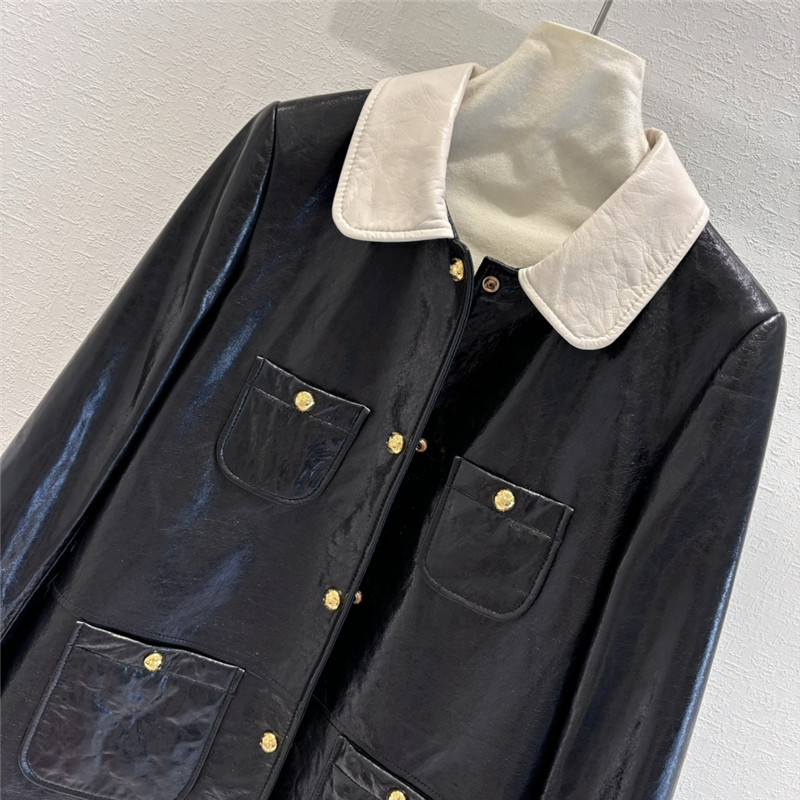 Ch**el mid-length leather jacket