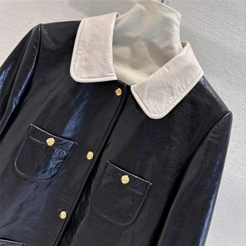 Ch**el mid-length leather jacket