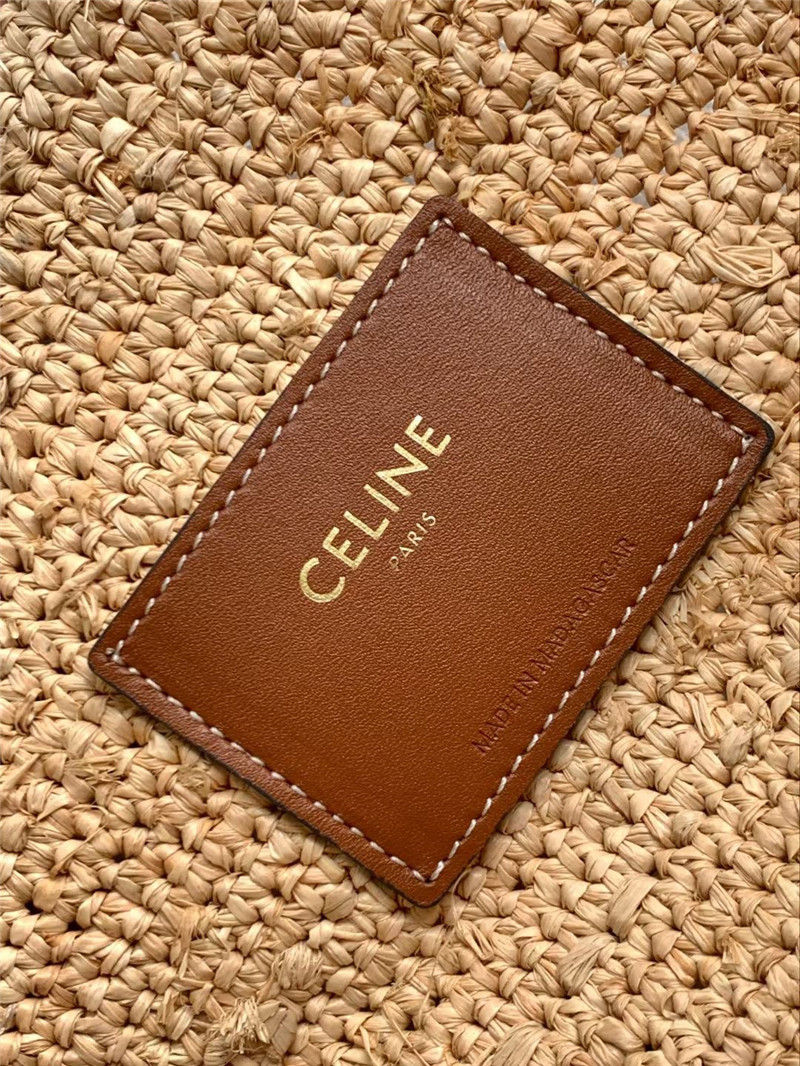 Ce1i*e classic panier bag in raffia and calfskin