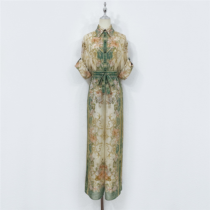 zimm silk top wide leg pants set