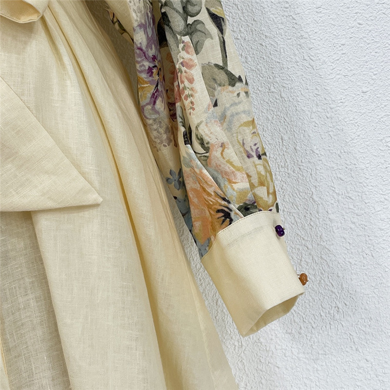 zimm  linen printed colorful button up dress