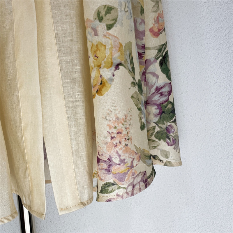 zimm  linen printed colorful button up dress