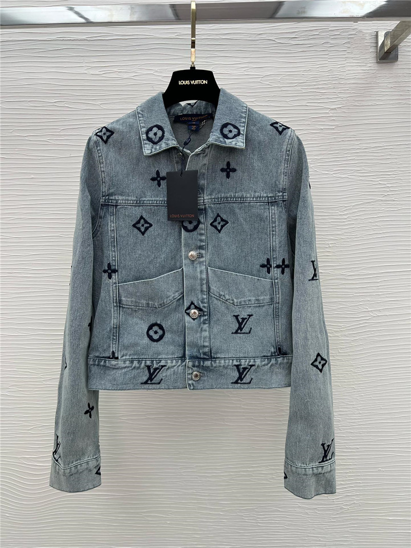l0vis Vvtt0n lv logo embroidered denim jacket
