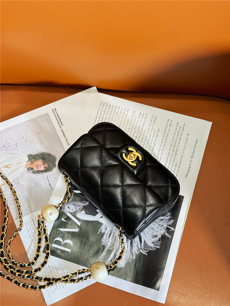 Ch**el pearl black classic cf bag small