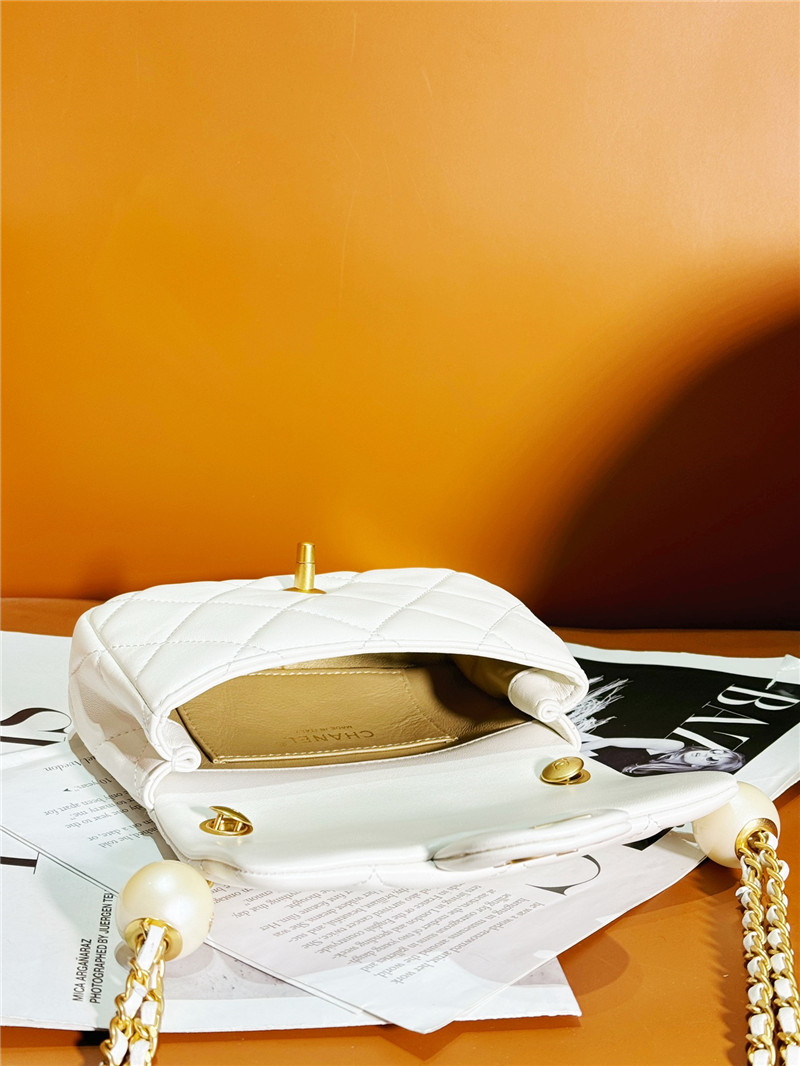 Ch**el pearl white classic cf bag small