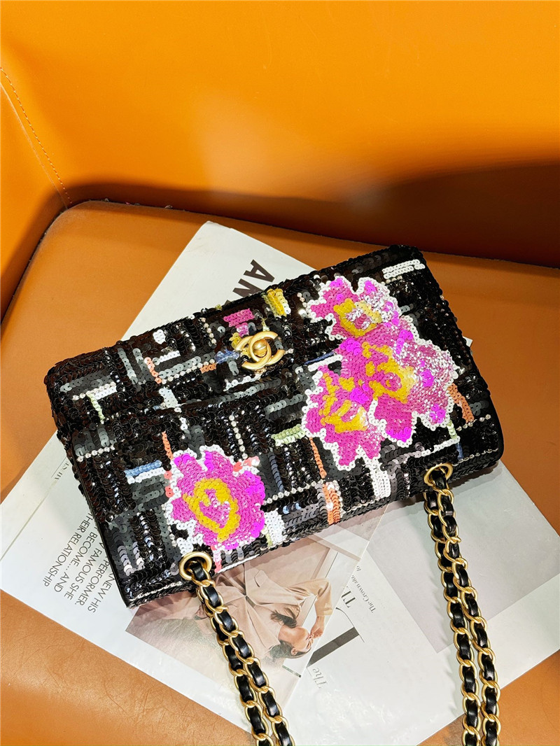 Ch**el flower sequin classic cf bag