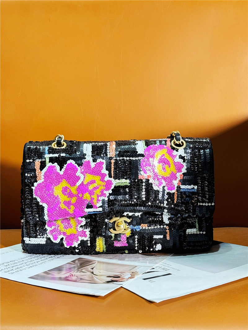 Ch**el flower sequin classic cf bag