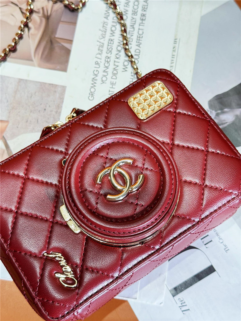 Ch**el wine red camera bag