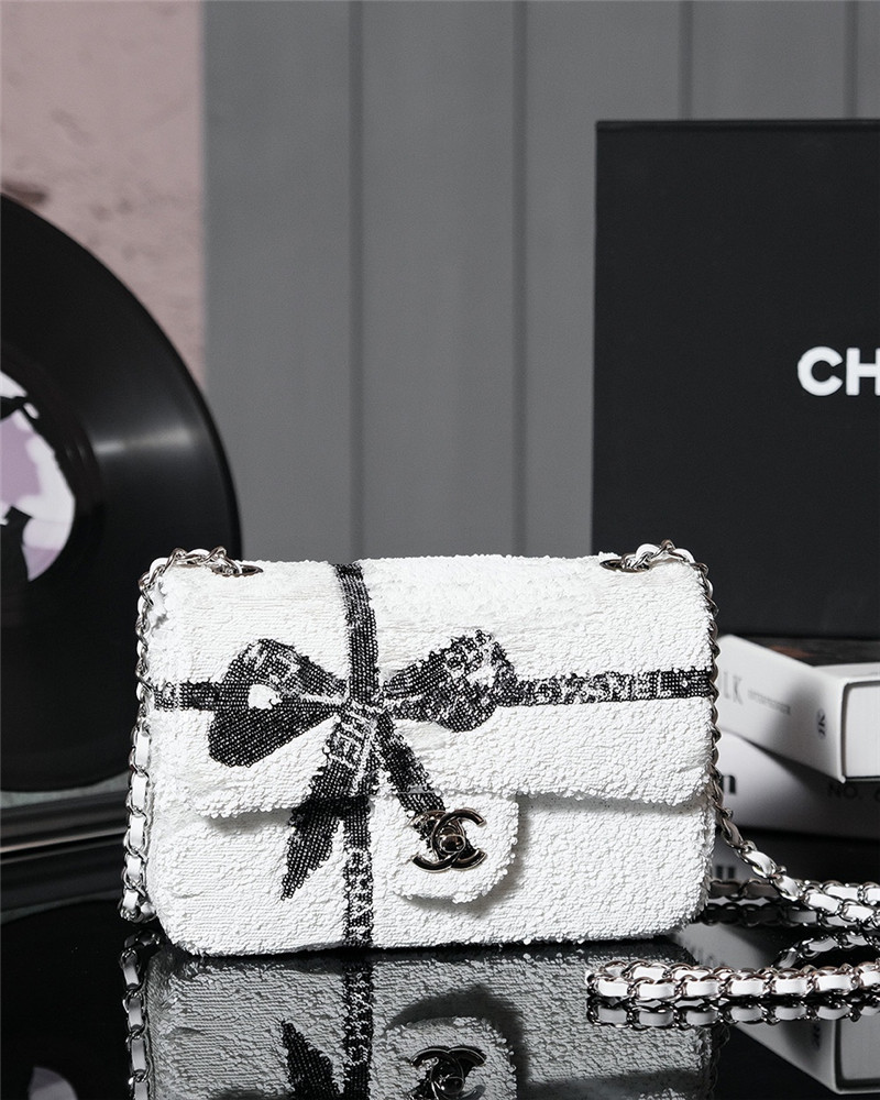Ch**el bow sequin cf bag