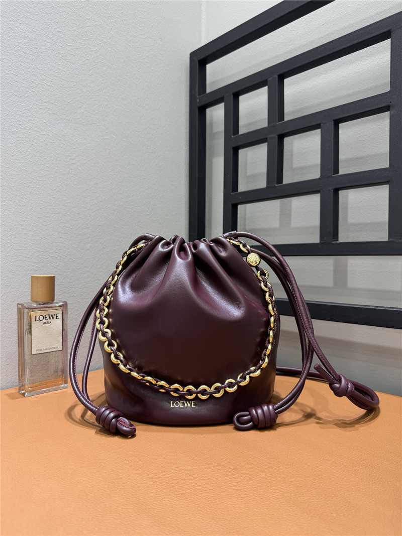 L0ew* flamenco wine red leather bag