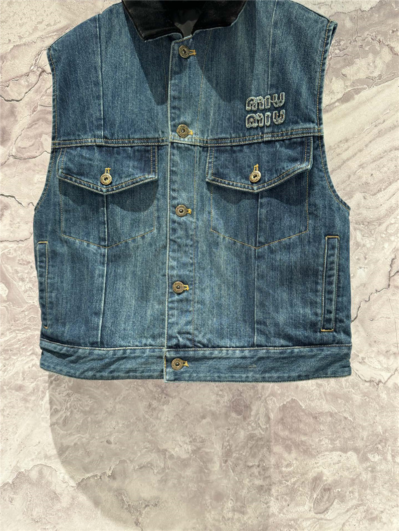 M1um1u logo denim vest