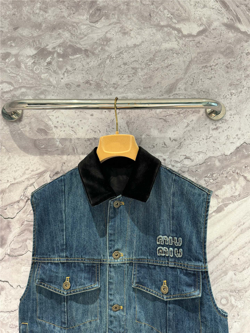 M1um1u logo denim vest