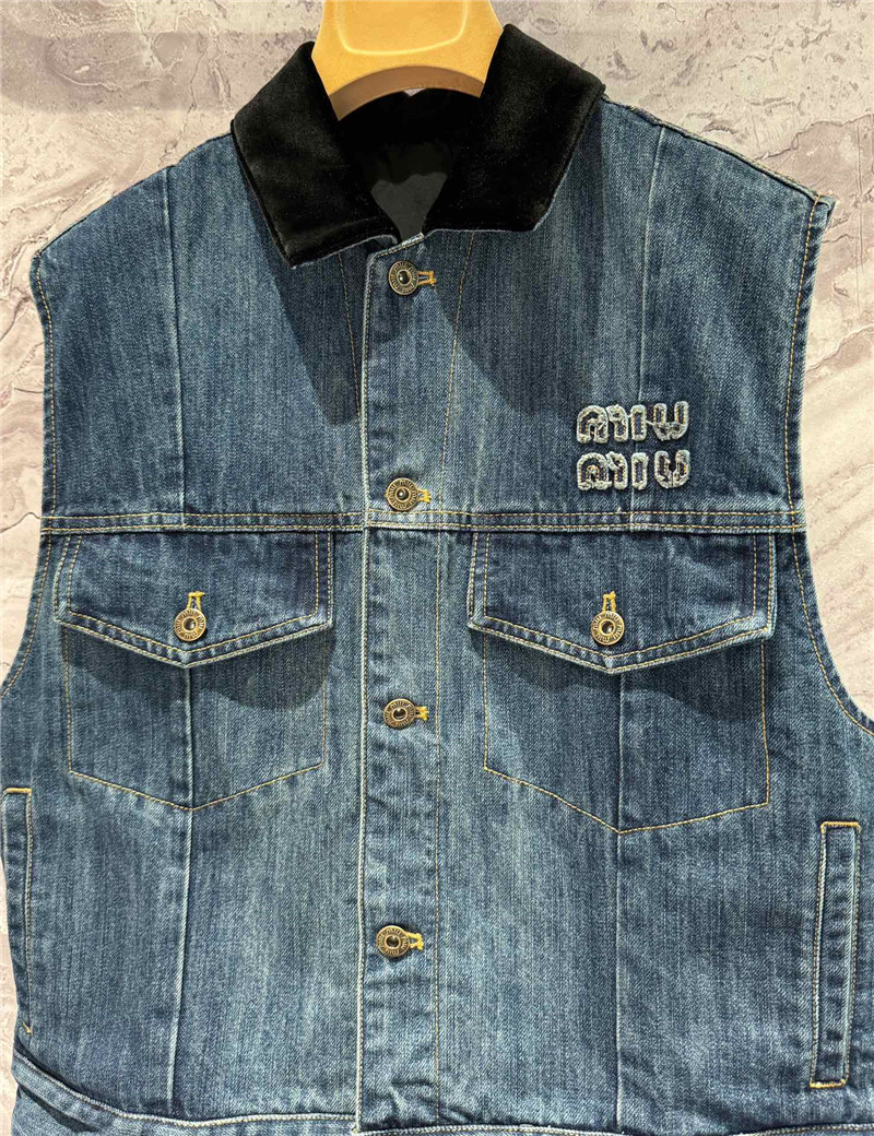 M1um1u logo denim vest