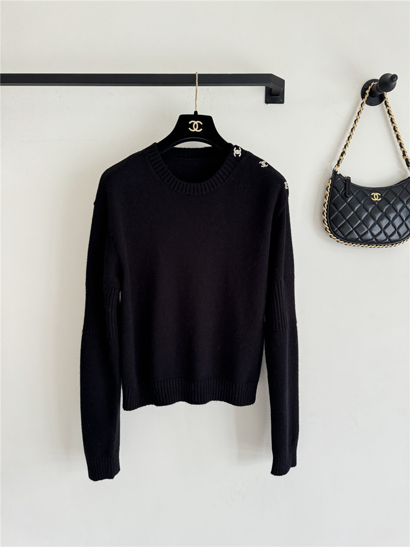 Ch**el logo shoulder buttons cashmere sweater