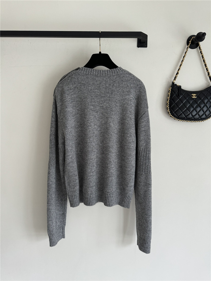 Ch**el logo shoulder buttons cashmere sweater