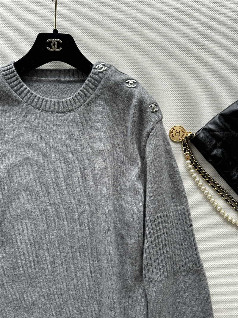 Ch**el logo shoulder buttons cashmere sweater
