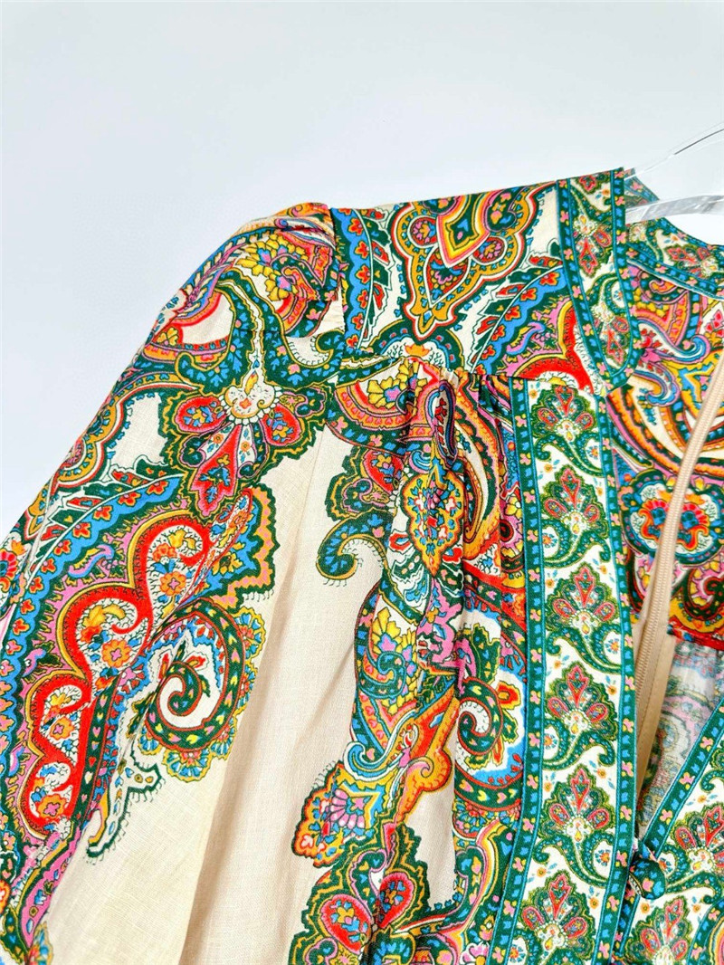 zimm V-neck lantern cuff dress