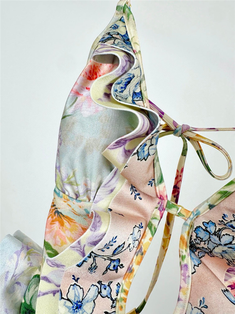 zimm ripple ruffle halter one-piece swimsuit