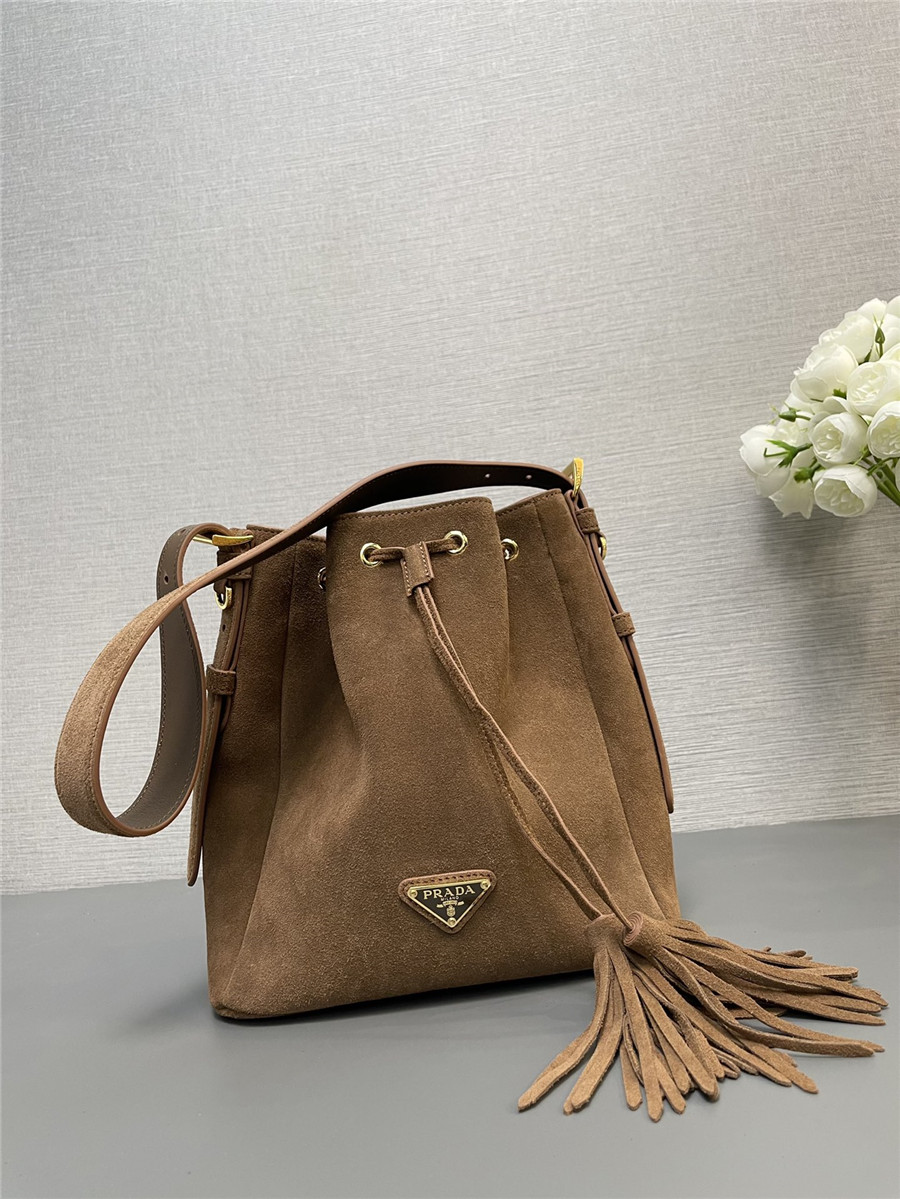 Pra*a suede bucket bag