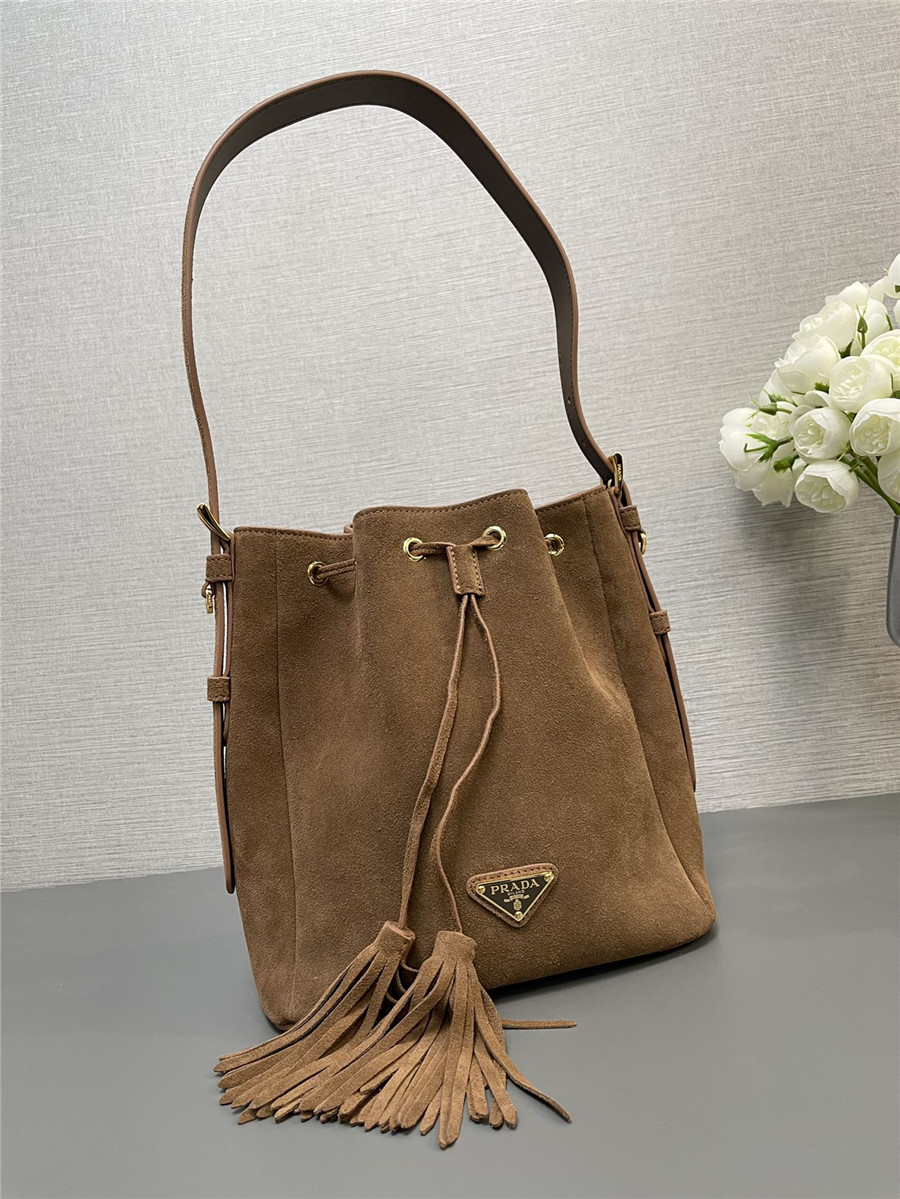 Pra*a suede bucket bag