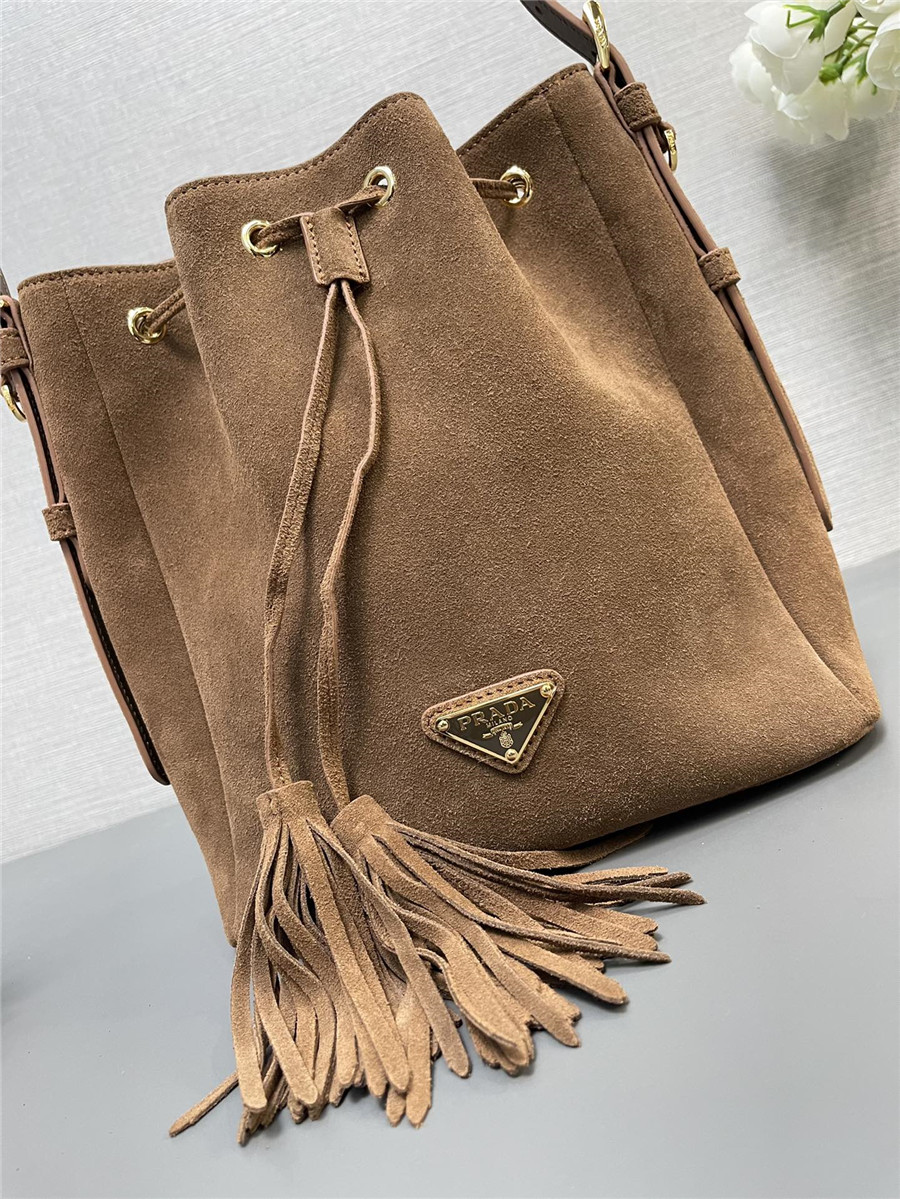 Pra*a suede bucket bag