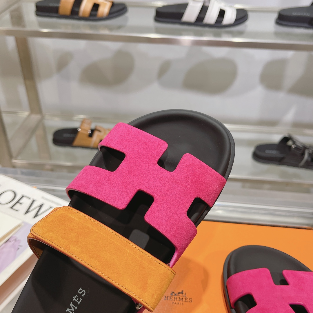 H**me5 chypre pink brown suede sandals