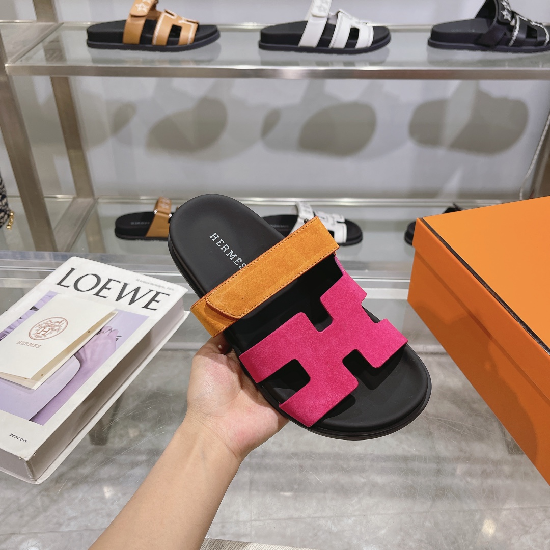 H**me5 chypre pink brown suede sandals