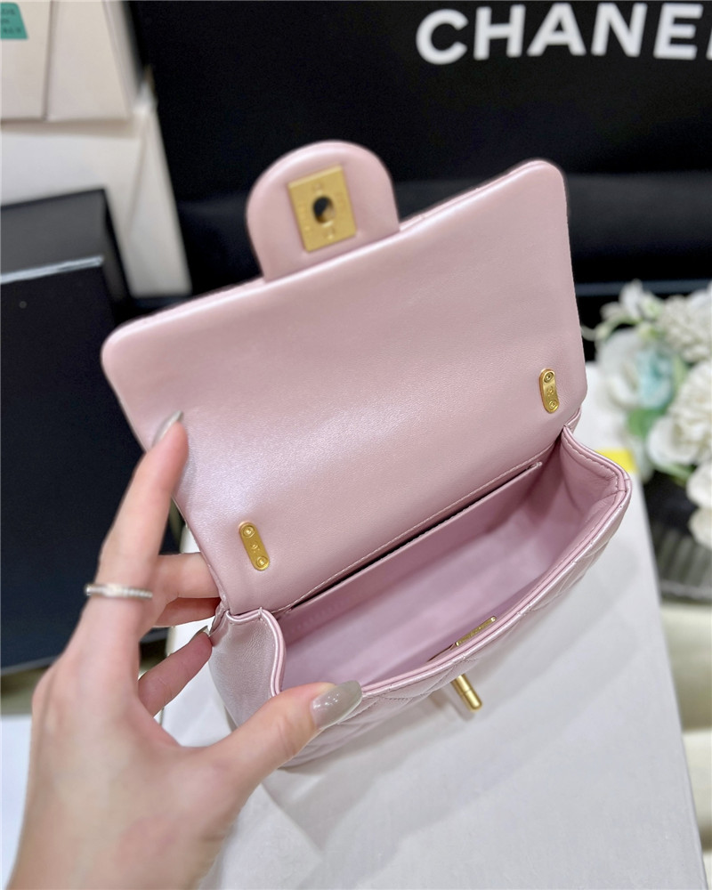Ch**el pink logo pearl chain bag small