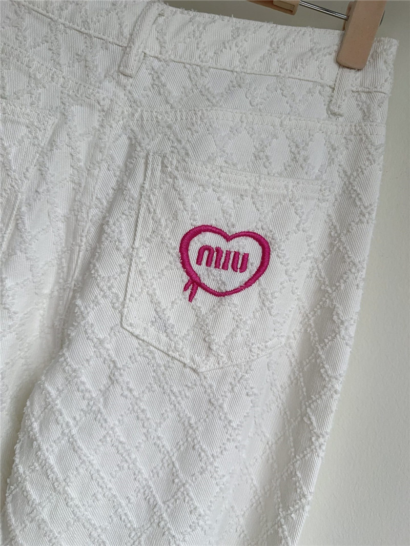 M1um1u embroidered jacquard straight leg jeans