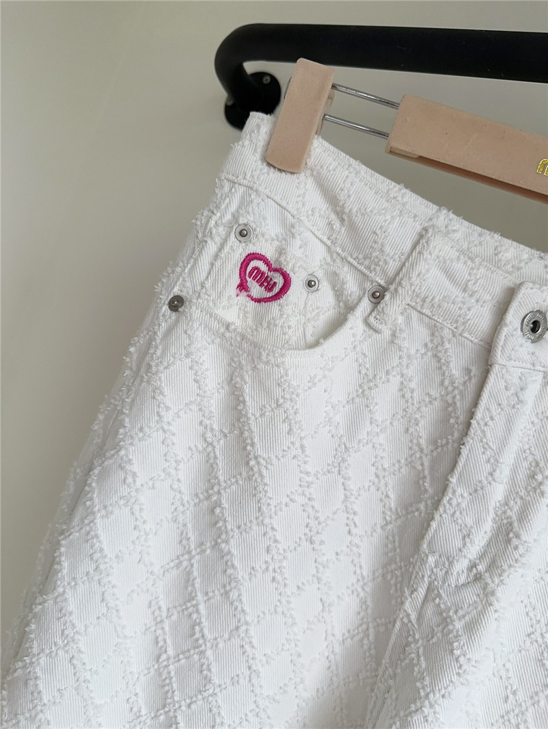M1um1u embroidered jacquard straight leg jeans