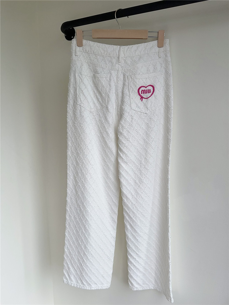 M1um1u embroidered jacquard straight leg jeans