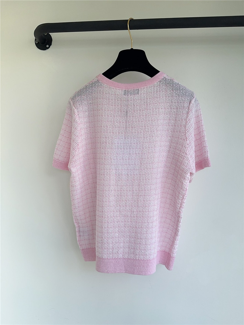 Ch**el pink heavyweight logo jacquard top