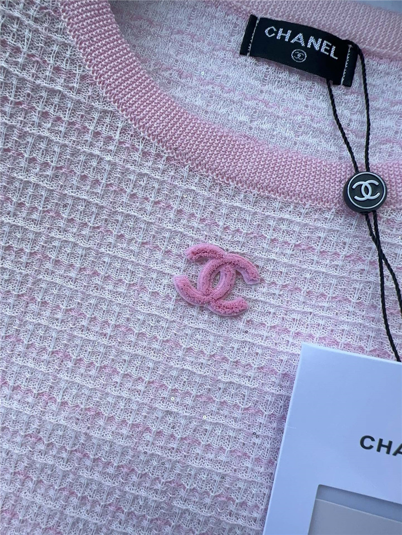 Ch**el pink heavyweight logo jacquard top