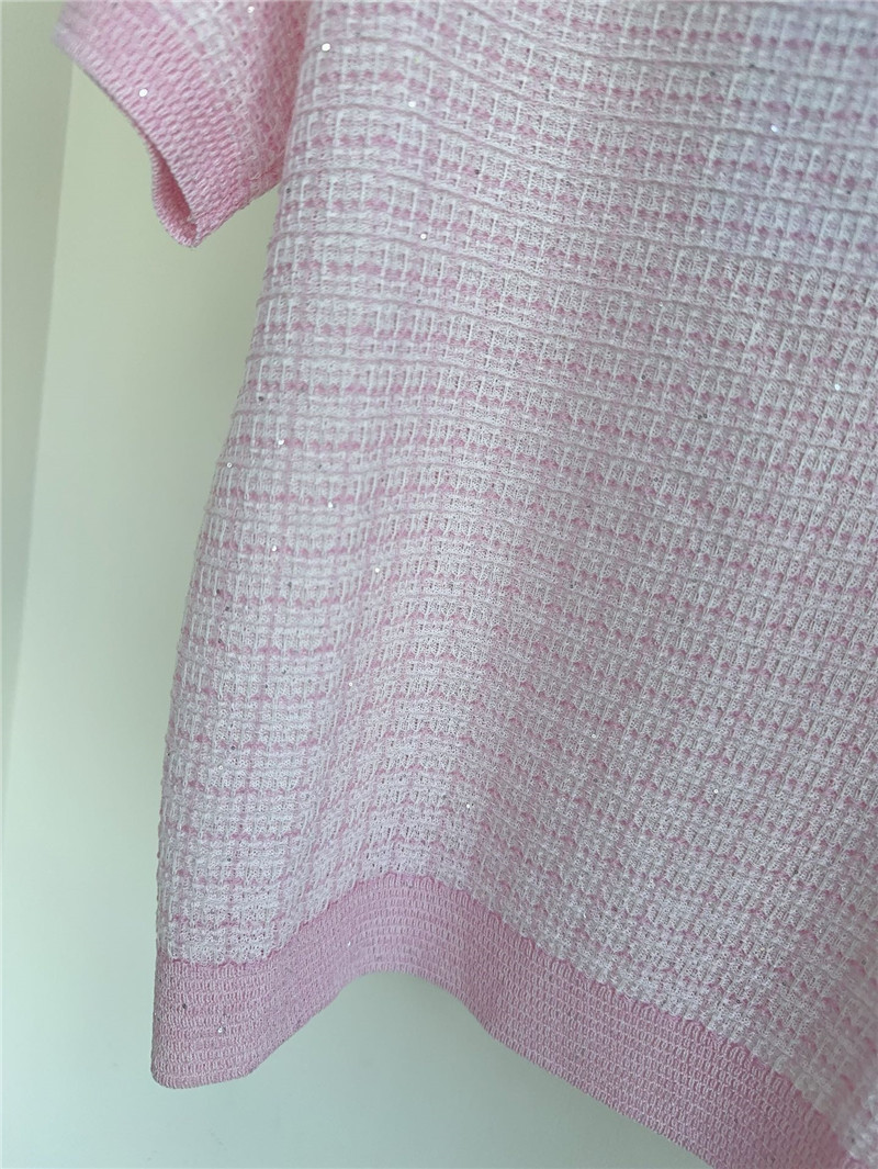 Ch**el pink heavyweight logo jacquard top