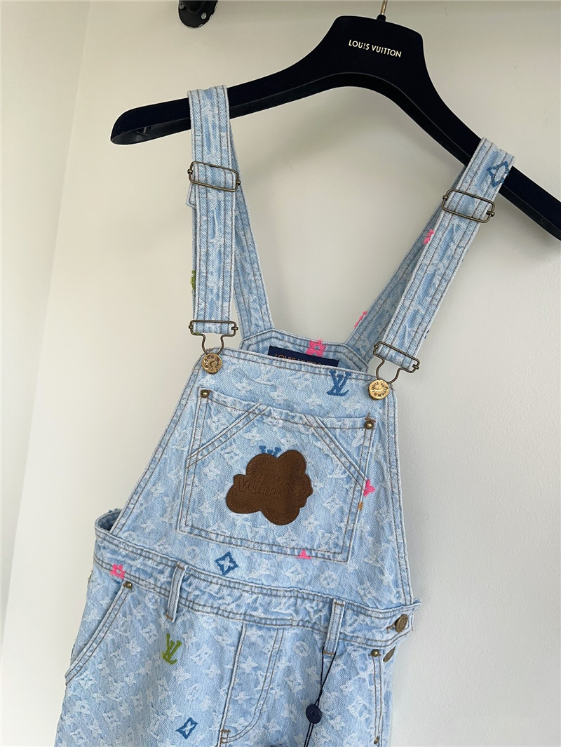 l0vis Vvtt0n lv full logo denim harness shorts