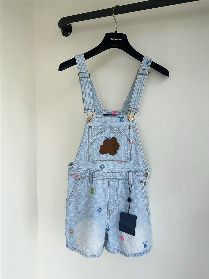 l0vis Vvtt0n lv full logo denim harness shorts