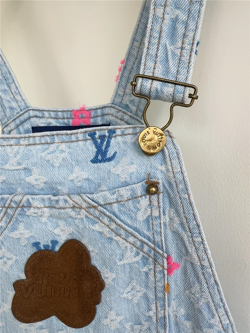 l0vis Vvtt0n lv full logo denim harness shorts