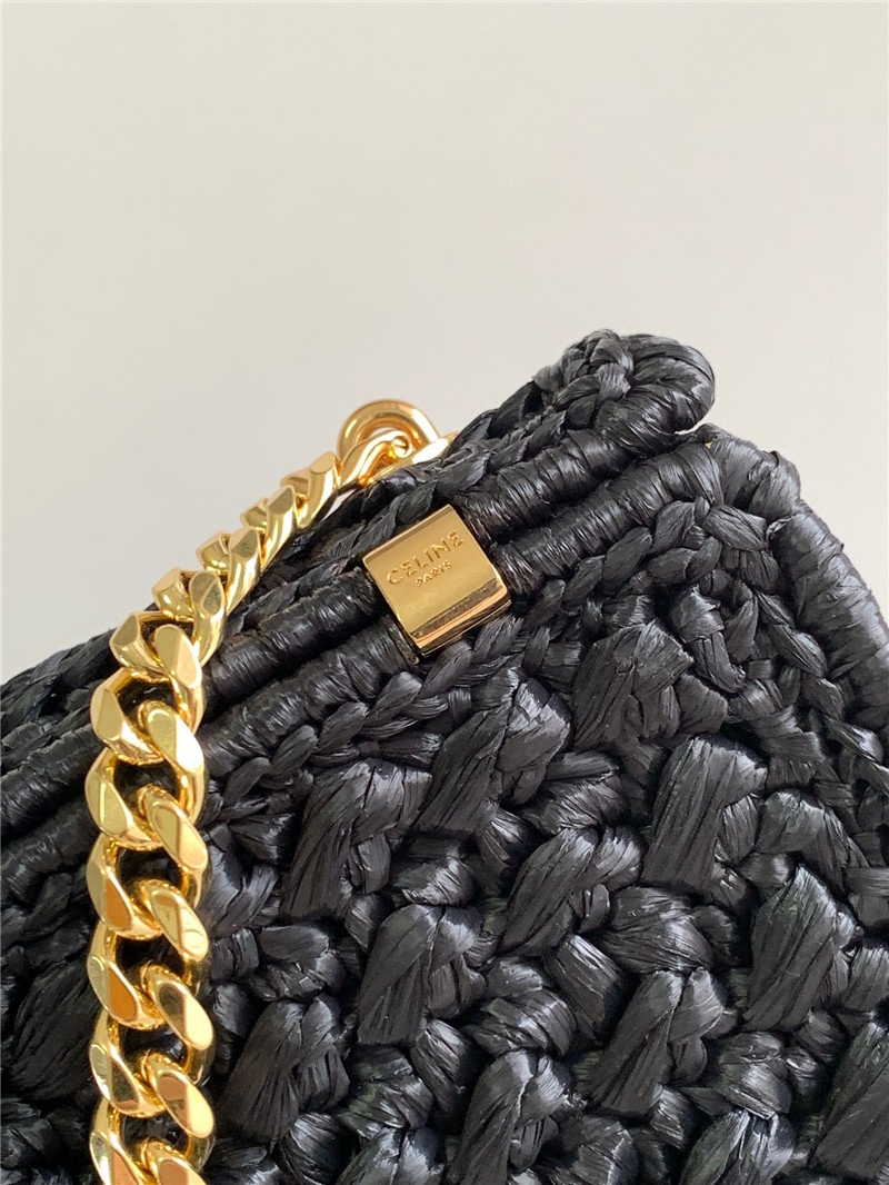 Ce1i*e raffia effect claude chain shoulder bag