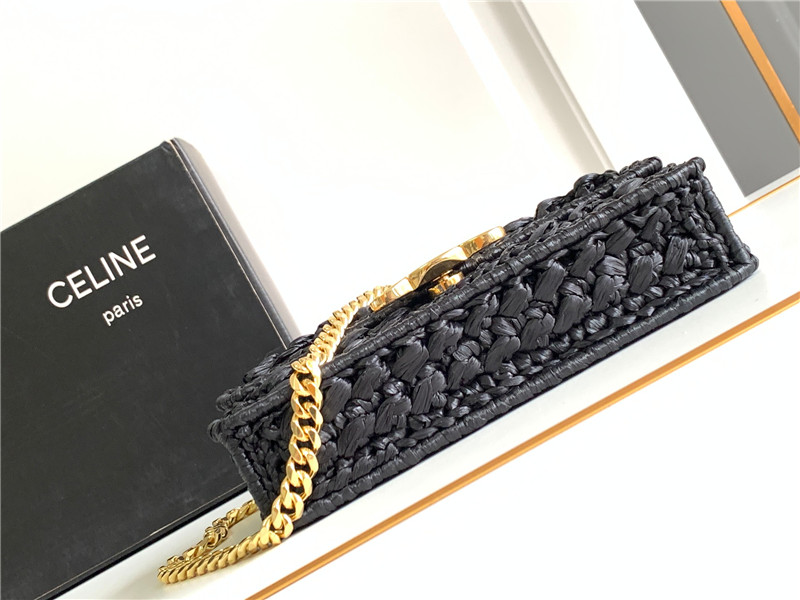 Ce1i*e raffia effect claude chain shoulder bag