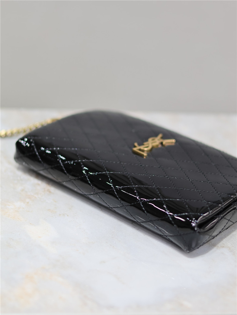 Sa1nt Lau*nt patent leather gaby zipped pouch