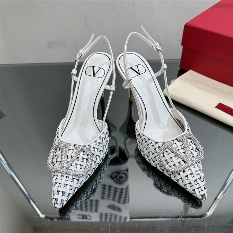 va1e*ntin0 heavy woven v D1am0nd high heel sandals