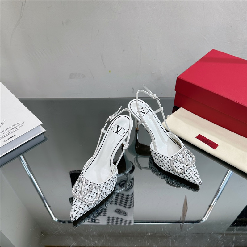 va1e*ntin0 heavy woven v D1am0nd high heel sandals