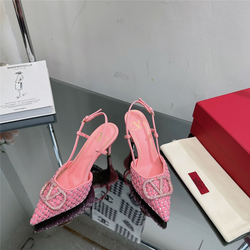 va1e*ntin0 heavy woven v D1am0nd high heel sandals