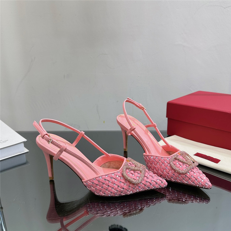 va1e*ntin0 heavy woven v D1am0nd high heel sandals