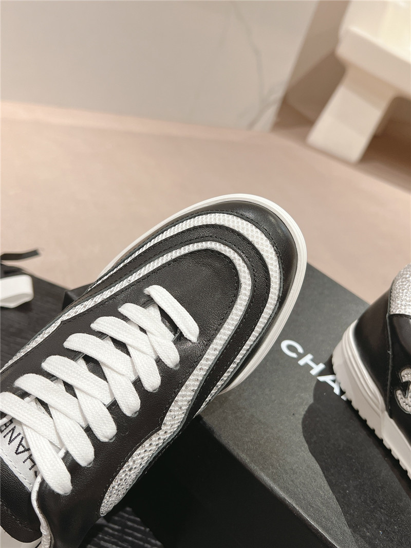 Ch**el rhinestone stitching casual sneakers