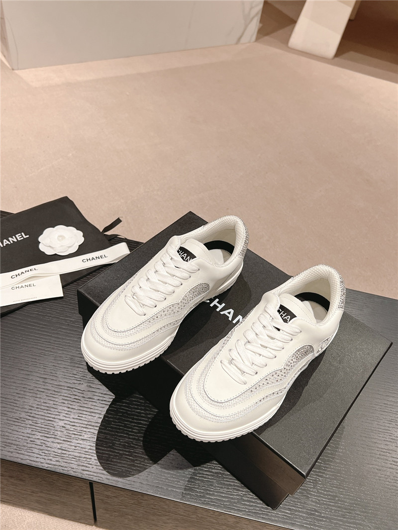Ch**el rhinestone stitching casual sneakers