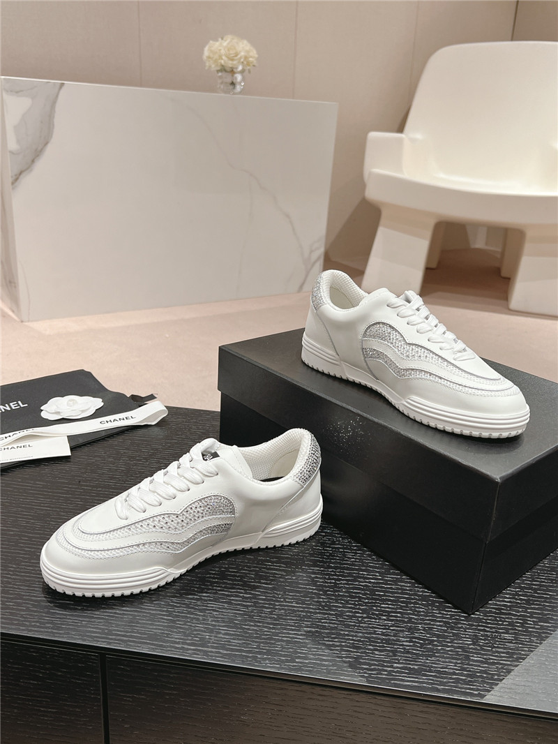 Ch**el rhinestone stitching casual sneakers
