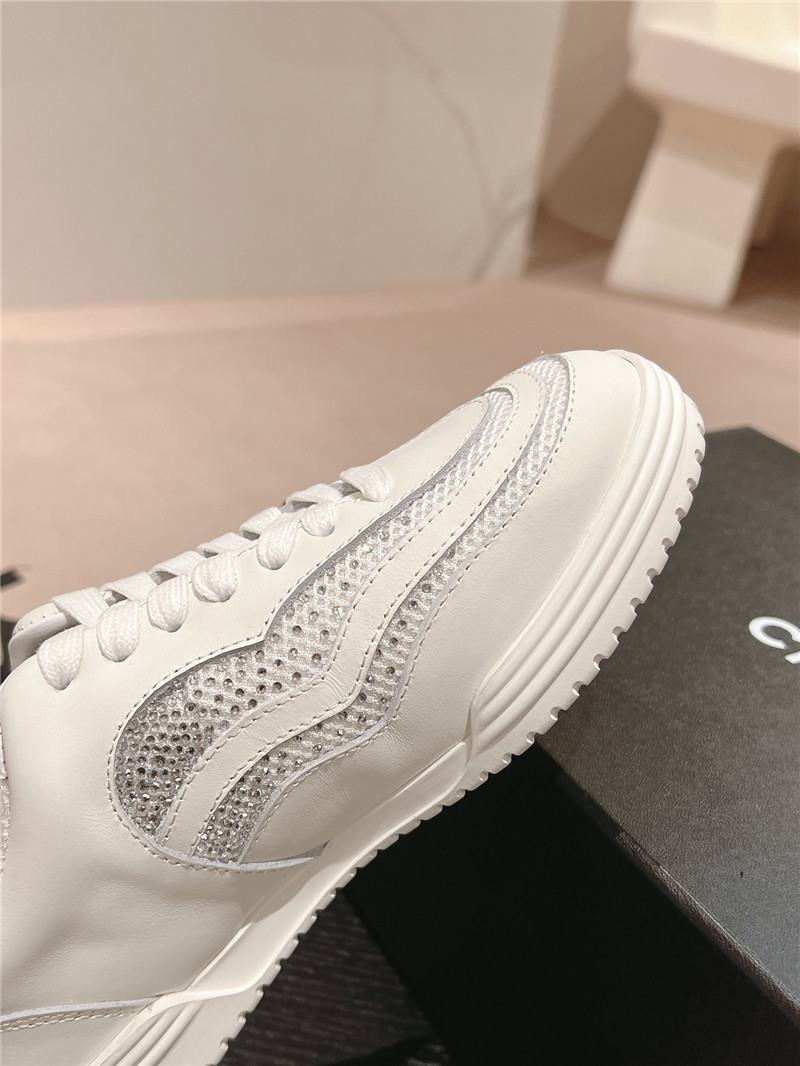 Ch**el rhinestone stitching casual sneakers